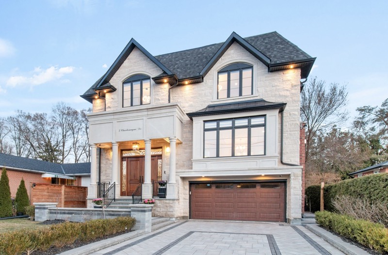 Stone-front custom home